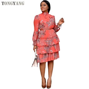 Chiffon Dress Factory - OEM Fashion Cascading Ruffle Floral