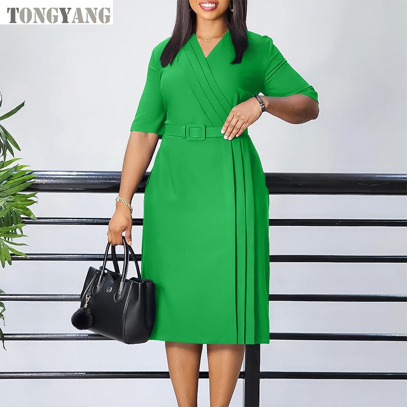 Pencil Skirt Factory - OEM Women's Summer V-Neck Waist Solid