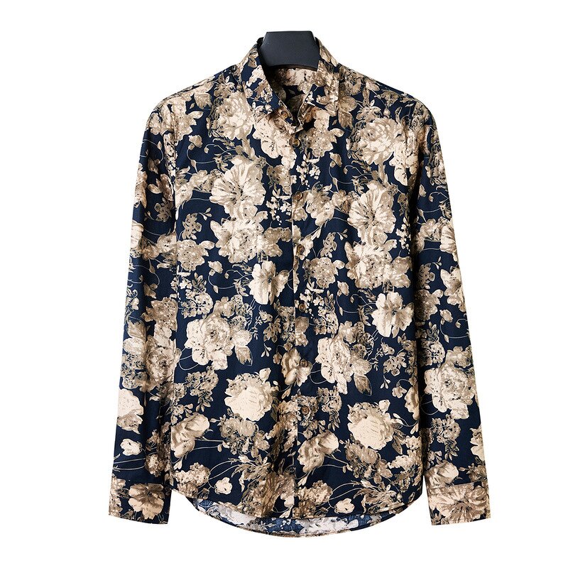 Printed Shirt Factory - OEM Men's Long Sleeve Floral Cotton