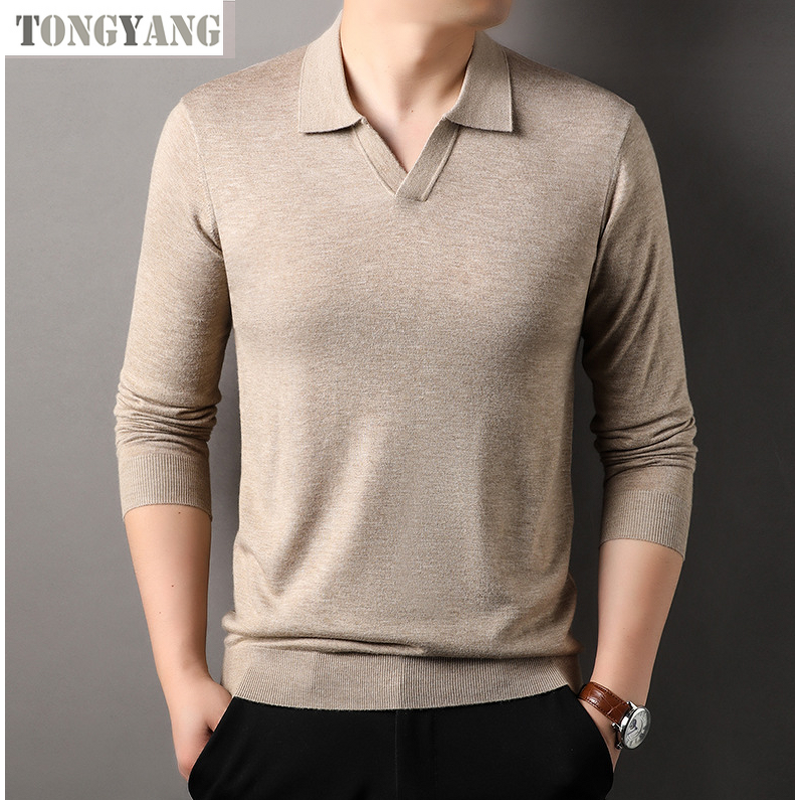 Men's Sweater Factory - OEM Solid Color Lapel Knitted Blended