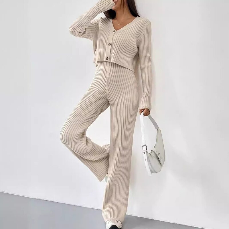 Knitted Set Factory - OEM Women Spring Autumn Solid Color