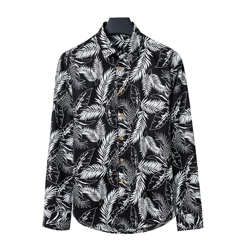 Printed Shirt Factory - OEM Men's Long Sleeve Floral Cotton