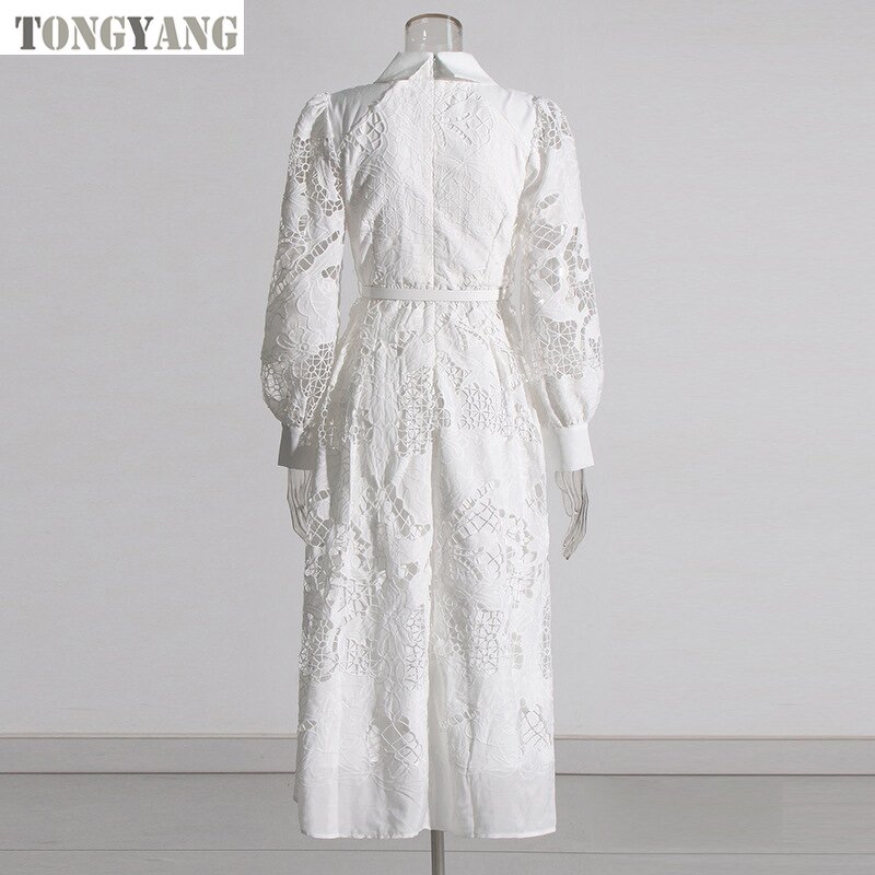 Retro Dress Factory - OEM 2024 Autumn Lapel Lantern Sleeve