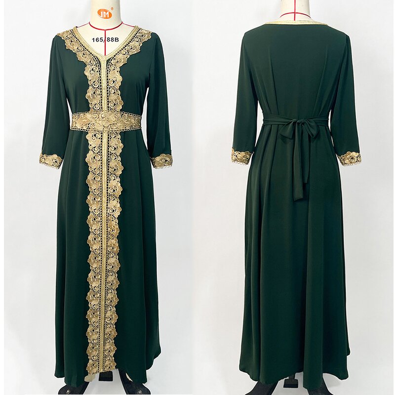 Muslim Dress Factory - OEM Dubai Polka Dot Print V-Neck