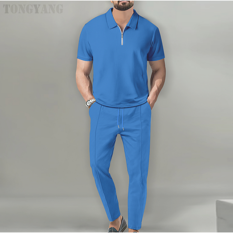 Polo Suit Factory - OEM Men's Casual Two-piece Solid Color
