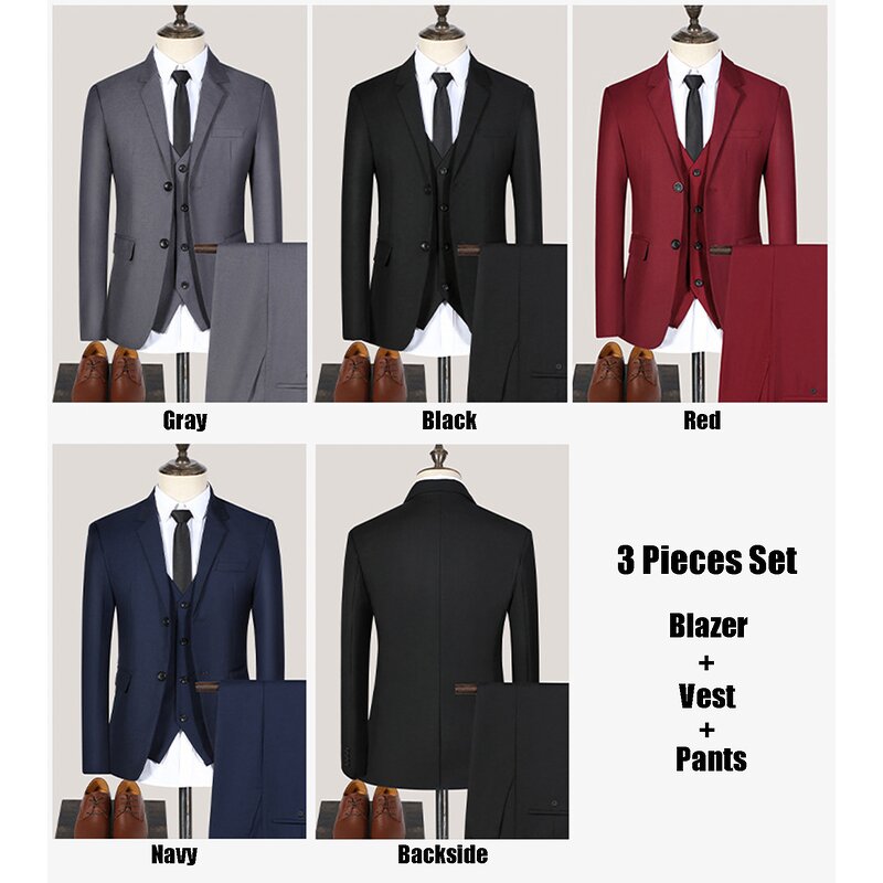 Men's Suit Factory - OEM 3 Pieces Formal Slim Fit Blazer