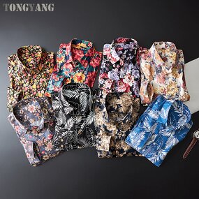 Printed Shirt Factory - OEM Men's Long Sleeve Floral Cotton