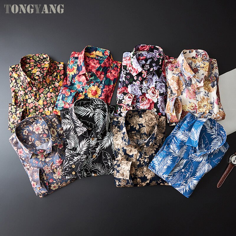 Printed Shirt Factory - OEM Men's Long Sleeve Floral Cotton