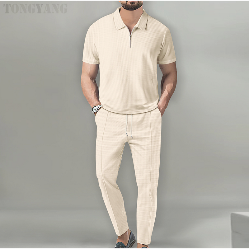 Polo Suit Factory - OEM Men's Casual Two-piece Solid Color