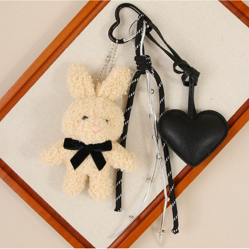 Keychain Manufacturer - Plush Bunny Pendant Leather Heart Cute
