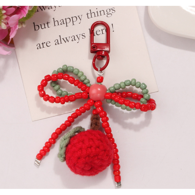 Keychain Factory - Knitted Food Fruit Keychain Rice Bead Bow