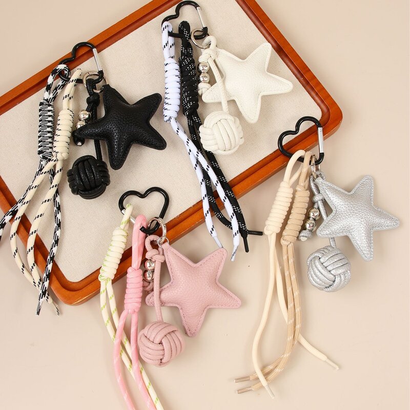 Keychain Supplier - Leather Star Handmade Knot Keychain Pendant