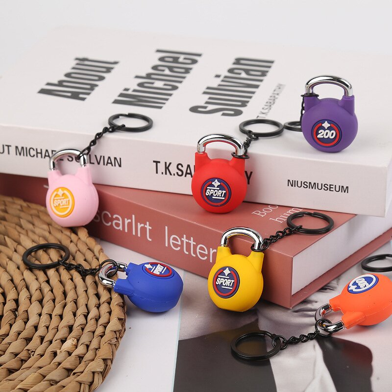 Keychain Supplier - 3D Rubber Keychain Barbell Kettlebell Pendant