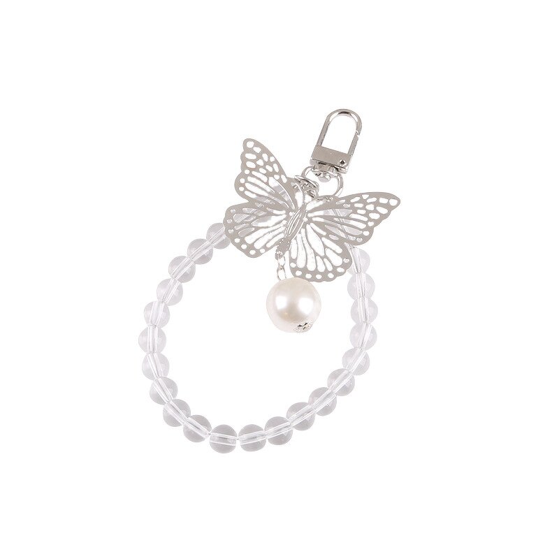 Keychain Supplier - Butterfly Bead Handchain Imitation Pearl Couple