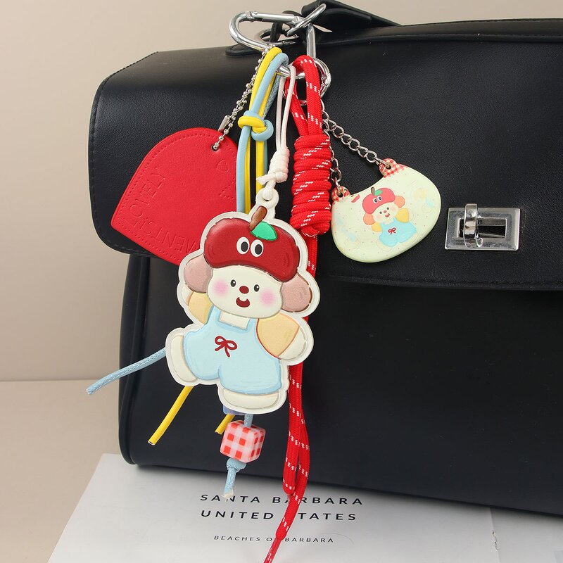 Keychain Factory - PU Apple Puppy Pendant Weaving Rope Cute