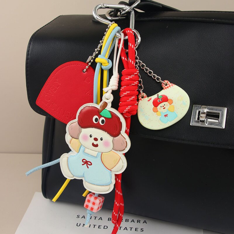 Keychain Factory - PU Apple Puppy Pendant Weaving Rope Cute