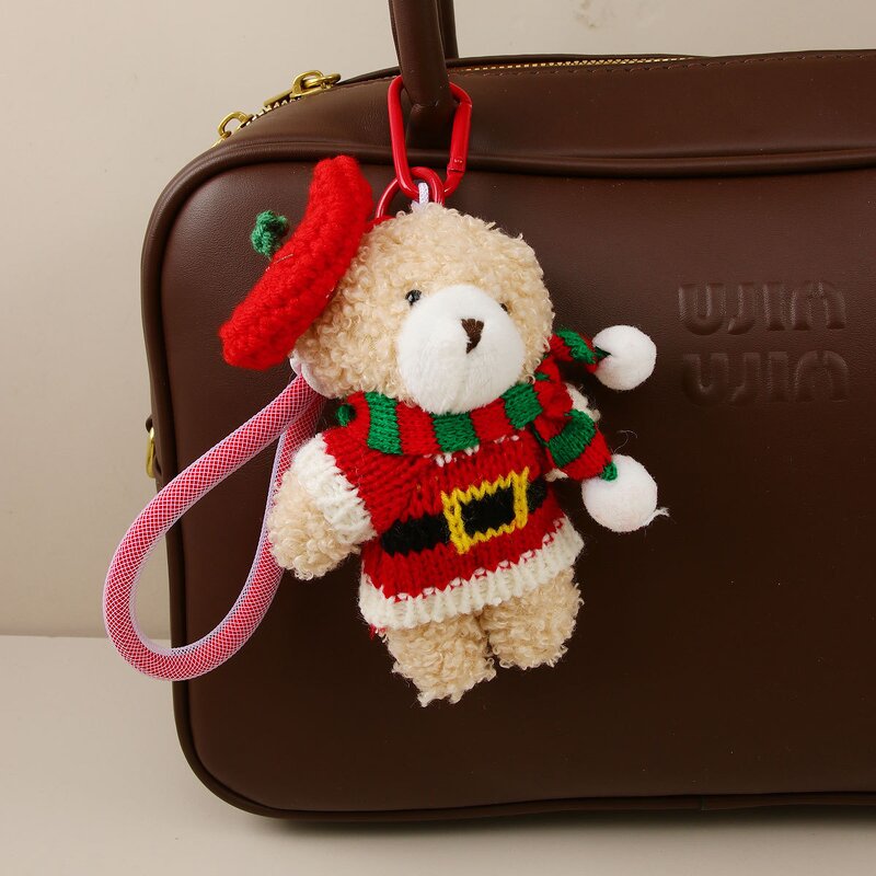 Keychain Manufacturer - Christmas Sweater Bear Plush Pendant Bow