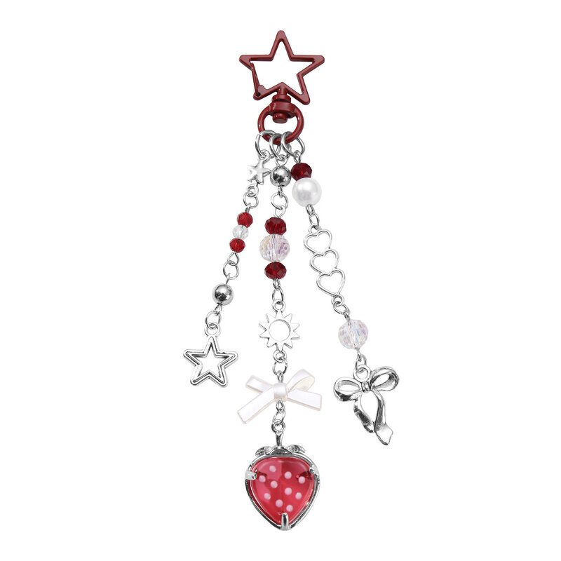 Keychain Supplier - Pearl Hollow Heart Star Spider Wings Keychain