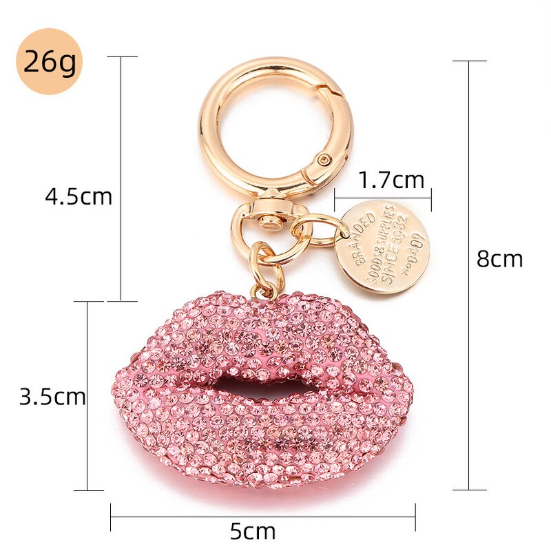 Keychain Factory - Diamond-set Red Lip Keychain Full Clay Mouth