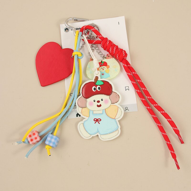 Keychain Factory - PU Apple Puppy Pendant Weaving Rope Cute