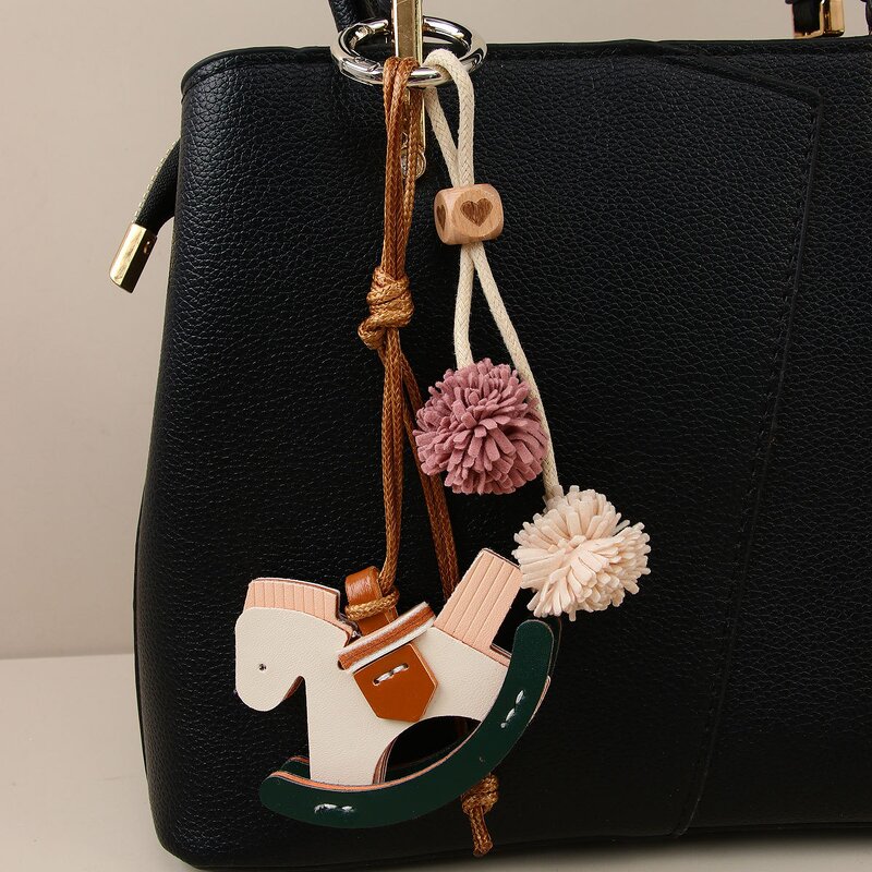 Keychain Supplier - Leather Rocking Horse Pendant Cute Niche