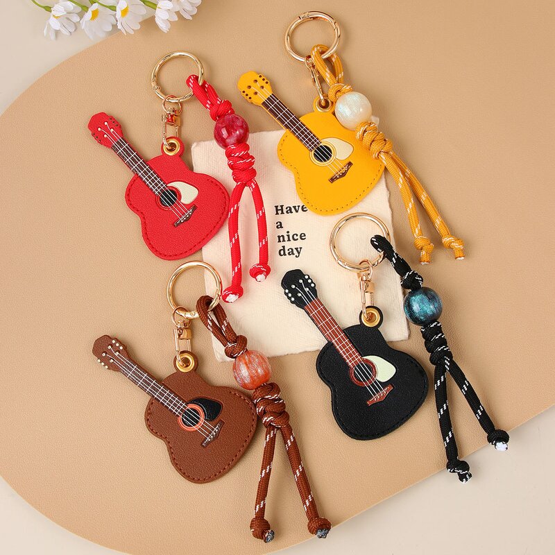 Keychain Manufacturer - PU Guitar Pendant Bead Keychain Wholesale