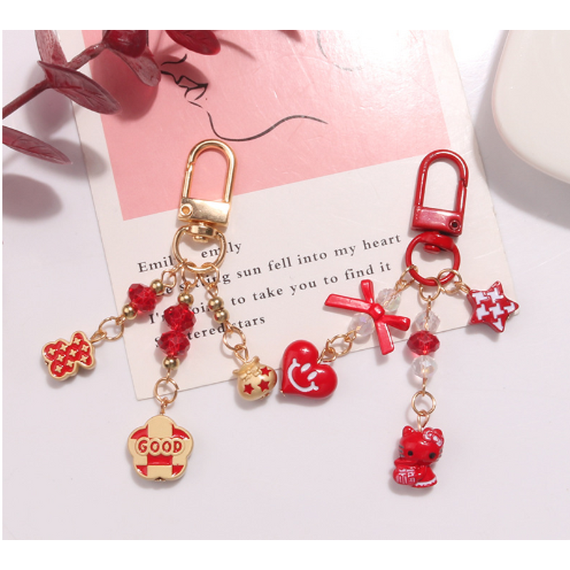 Keychain Factory - Alphabet Ceramic Flower Keychain Fu Bag Cat