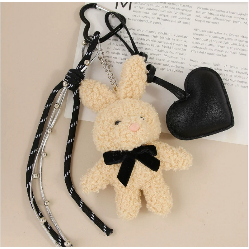 Keychain Manufacturer - Plush Bunny Pendant Leather Heart Cute