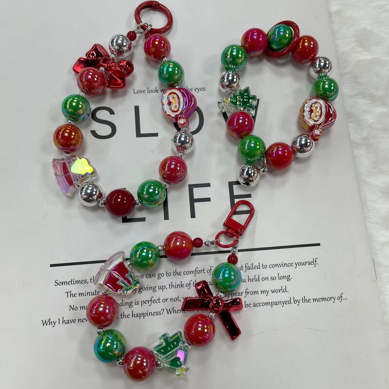 Phone Chain Manufacturer - Santa Boots Crystal Bead Phone Lanyard