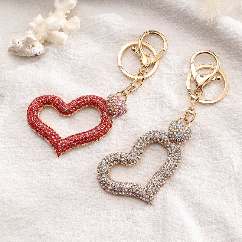 Keychain Factory - Alloy Rhinestone Love Keychain Heart Bag