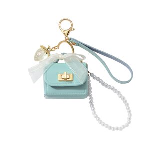 Keychain Factory - Leather Leopard Print Pearl Bow Heart Keychain