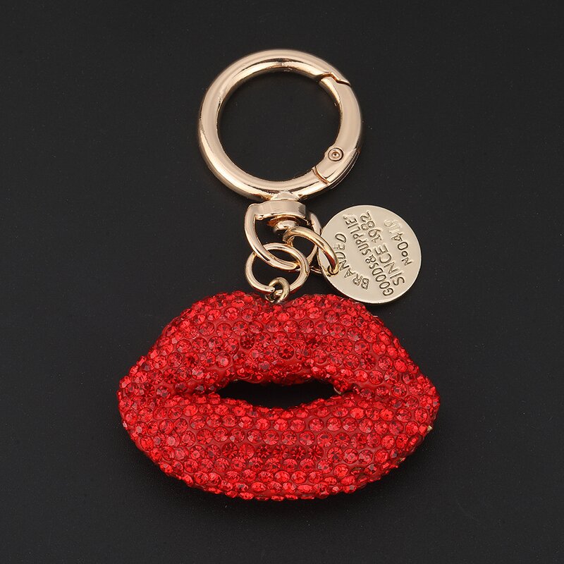 Keychain Factory - Diamond-set Red Lip Keychain Full Clay Mouth