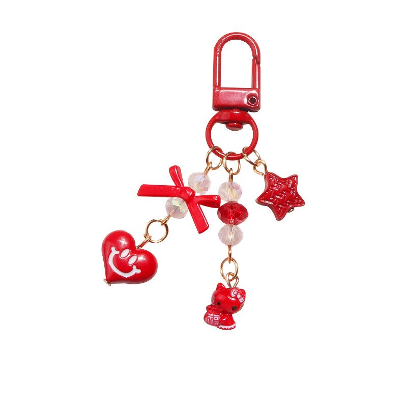 Keychain Factory - Alphabet Ceramic Flower Keychain Fu Bag Cat