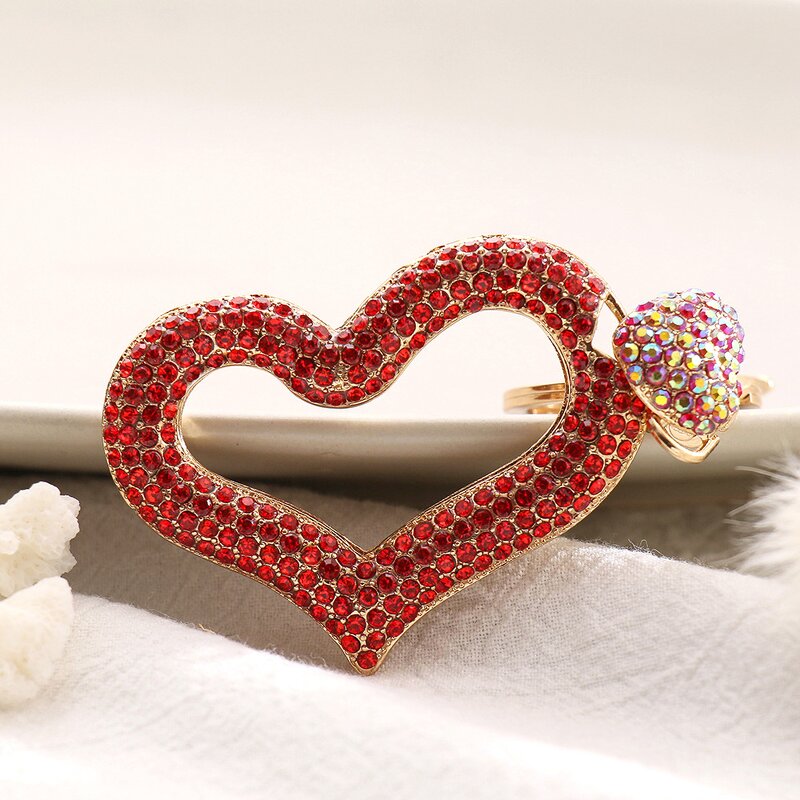 Keychain Factory - Alloy Rhinestone Love Keychain Heart Bag