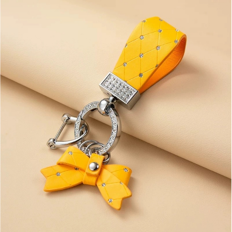 Keychain Supplier - Diamond Circle Bow Hand Rope Keychain Women