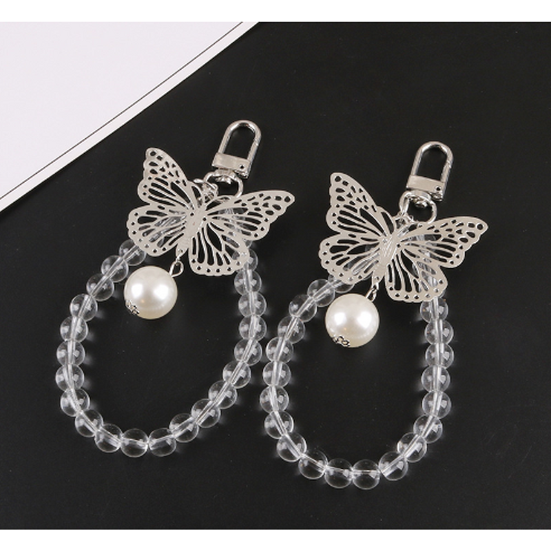 Keychain Supplier - Butterfly Bead Handchain Imitation Pearl Couple