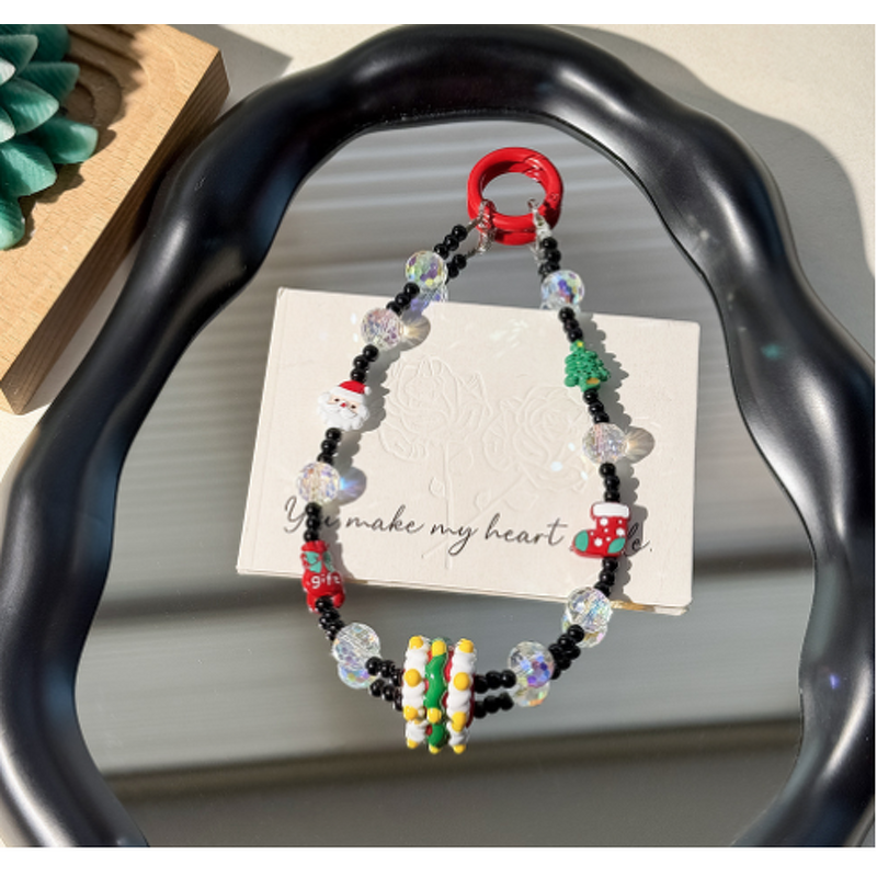 Phone Lanyard Factory - Christmas Hand-Painted Bead Crystal Alloy