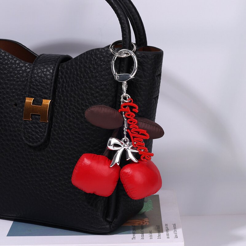 Keychain Factory - Leather Cherry Keychain Bow Personalized Car