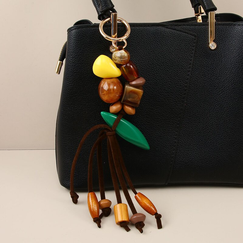 Keychain Manufacturer - Beaded Bag Pendant Wooden Resin Beads