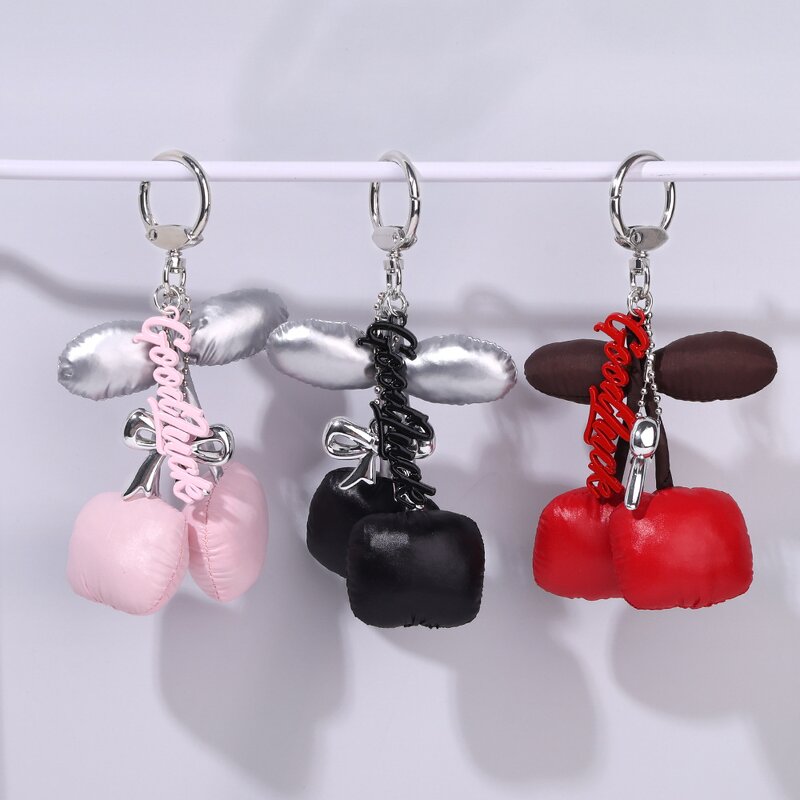 Keychain Factory - Leather Cherry Keychain Bow Personalized Car