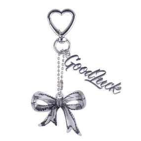Keychain Factory - Black White Transparent Bow Heart Keychain