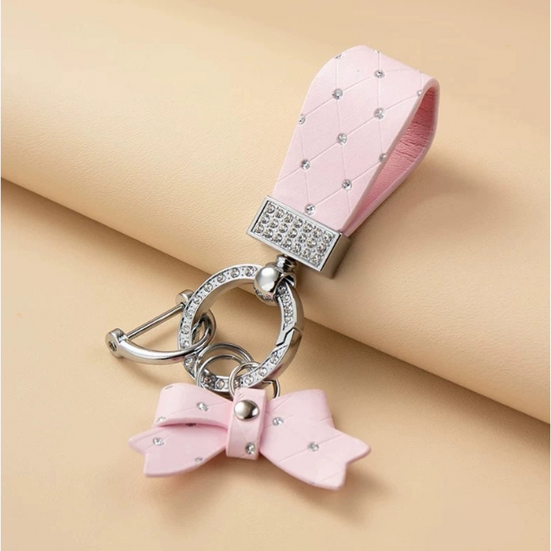 Keychain Supplier - Diamond Circle Bow Hand Rope Keychain Women