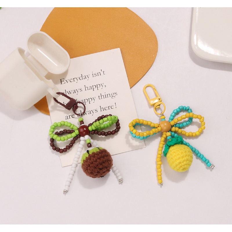 Keychain Factory - Knitted Food Fruit Keychain Rice Bead Bow