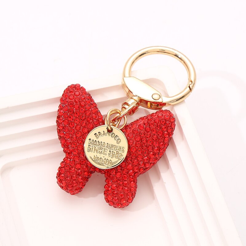 Keychain Manufacturer - Rhinestone Bow Keychain Gold Tag Women