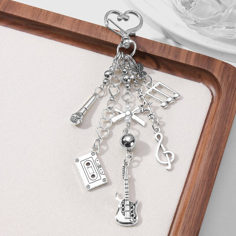 Keychain Factory - Music Festival Pearl Openwork Heart Star Keychain