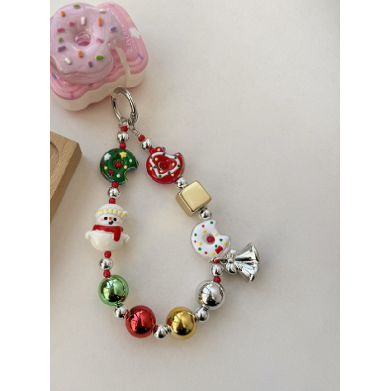 Phone Chain Supplier - Christmas Snowman Bead Donut Bell Lanyard