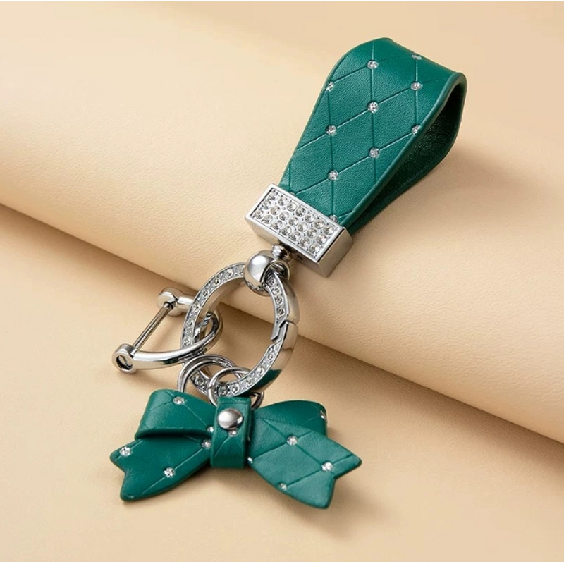 Keychain Supplier - Diamond Circle Bow Hand Rope Keychain Women