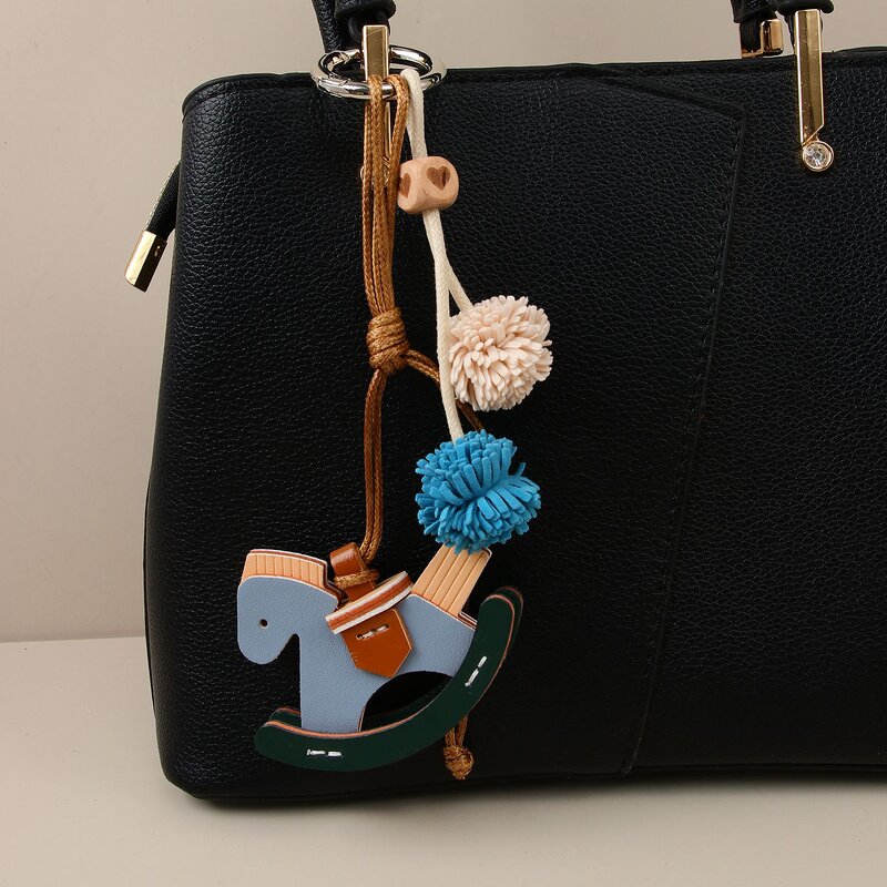 Keychain Supplier - Leather Rocking Horse Pendant Cute Niche