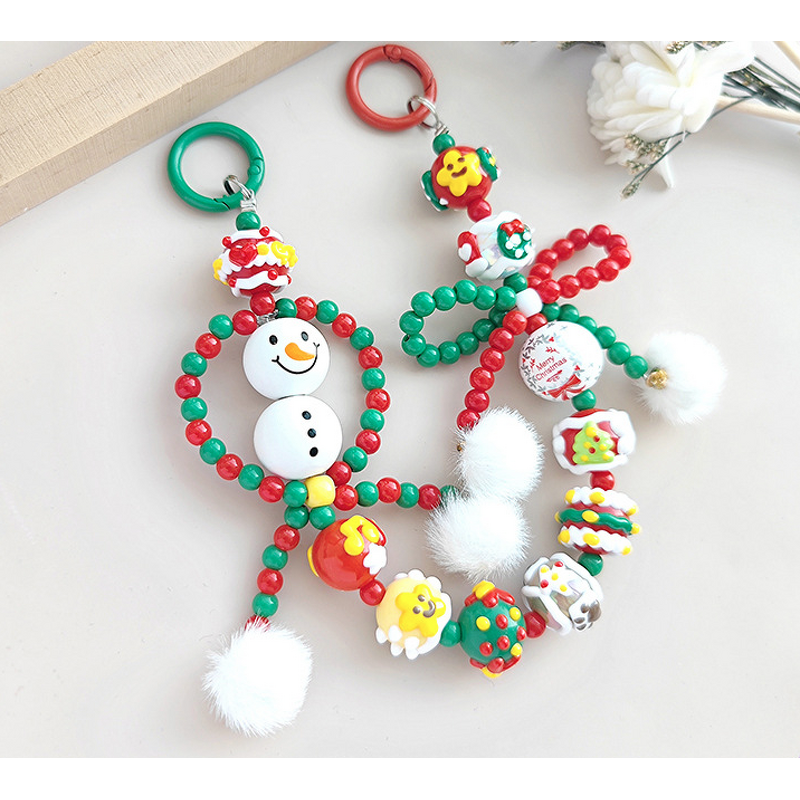 Phone Chain Manufacturer - Christmas Snowman Bead Pendant Lanyard