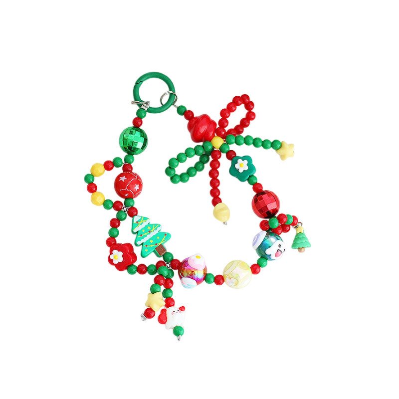 Phone Chain Supplier - Cartoon Rice Bead Bow Christmas Pendant